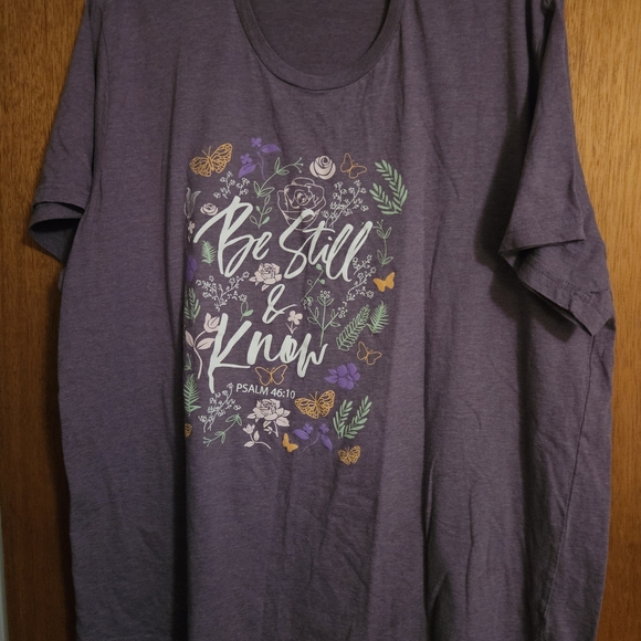 Love in Faith Tops - Purple Tee with Floral Design